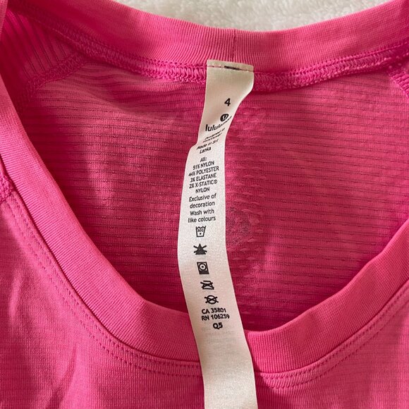 NWT Lululemon Swiftly Tech Long Sleeve Race Length T-Shirt Bright Pink - Picture 4 of 7